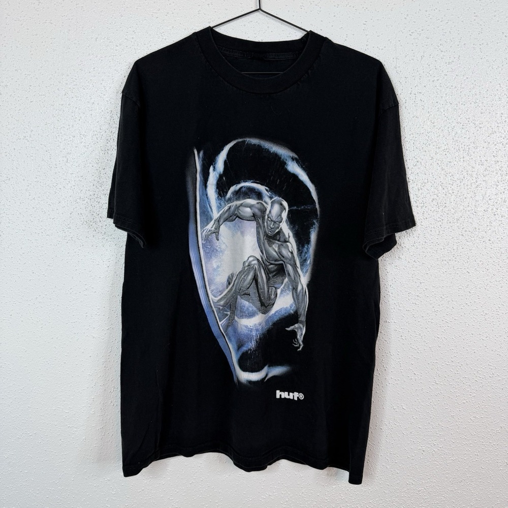HUF x Marvel Silver Surfer Black Graphic Print Crew Neck Short Sleeve T-Shirt